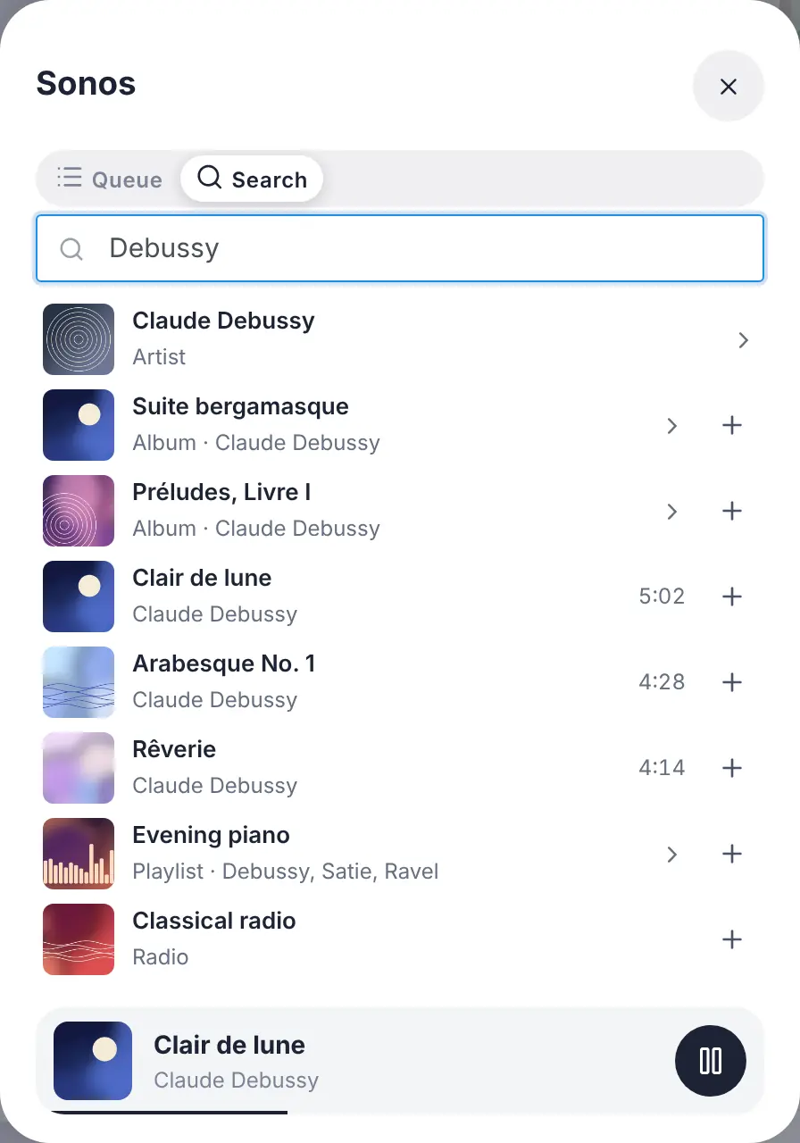 Searching the catalog of the player from the dashboard