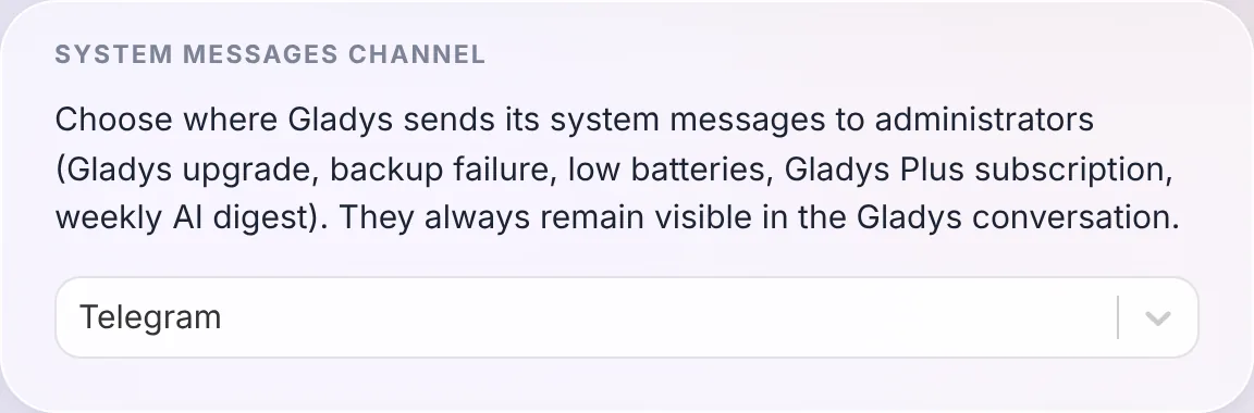 The new system messages channel setting