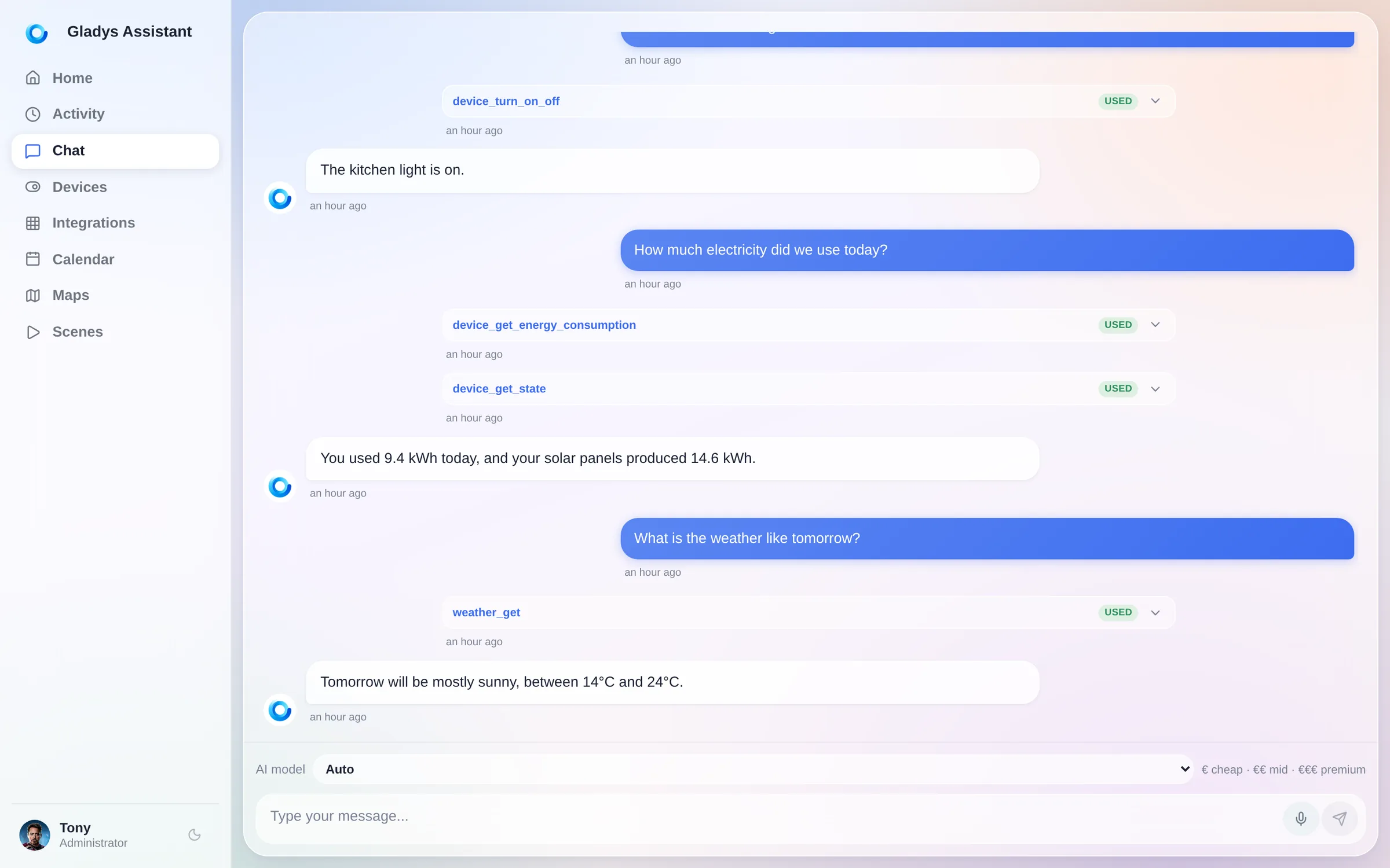 The Gladys AI assistant on the Horizon Discussion page