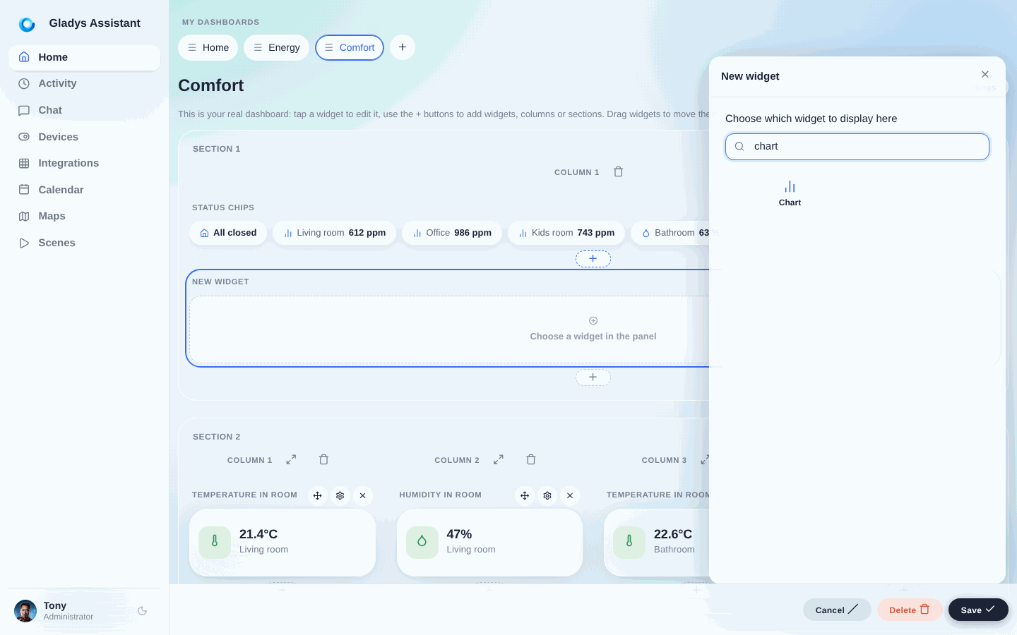 Edit dashboard