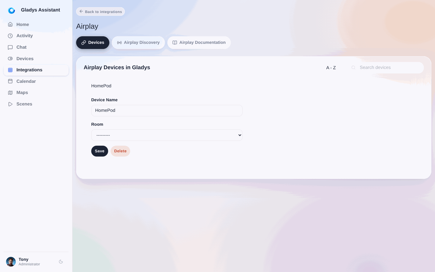 Airplay devices tab