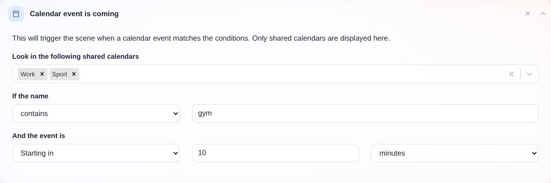 Calendar event is coming trigger