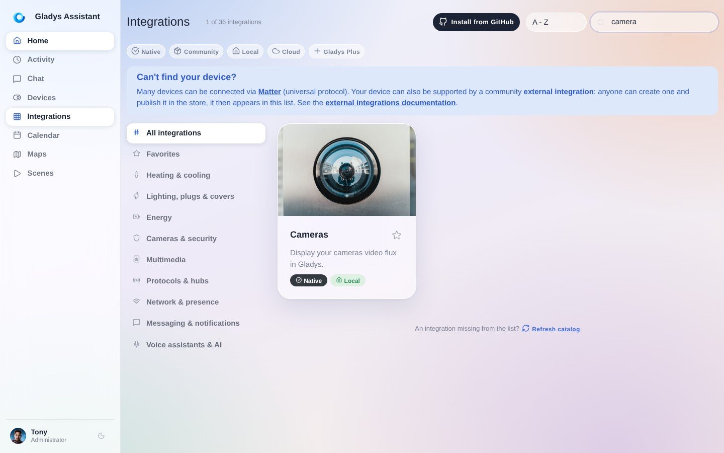 Add a camera to Gladys Assistant