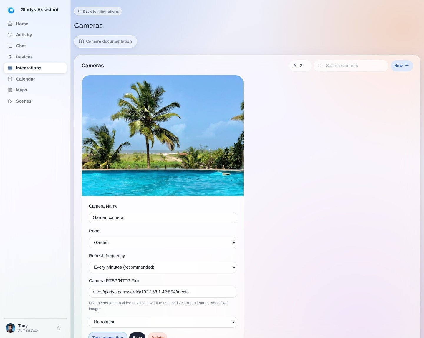 Add a camera to Gladys Assistant