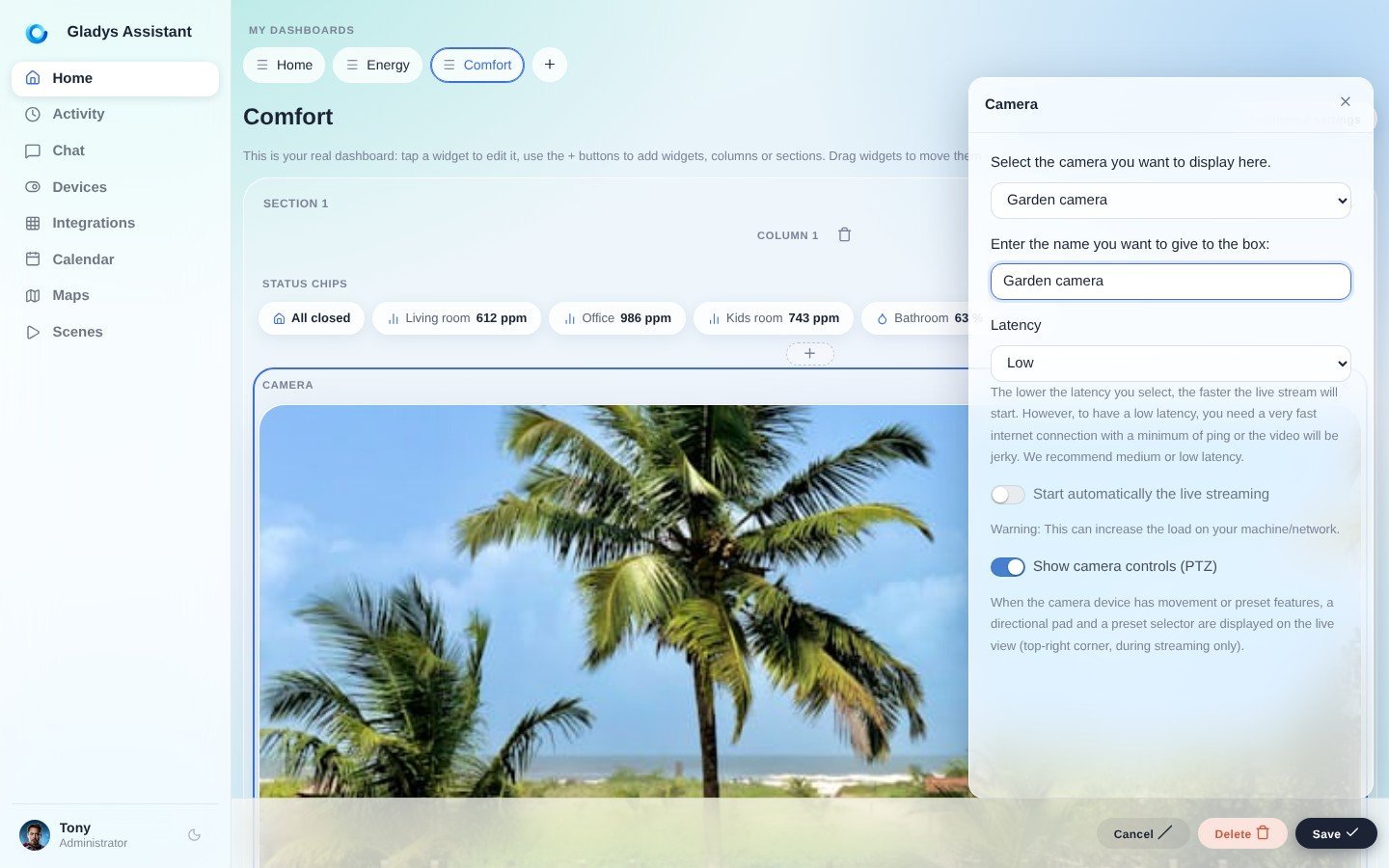 Add a camera to Gladys Assistant
