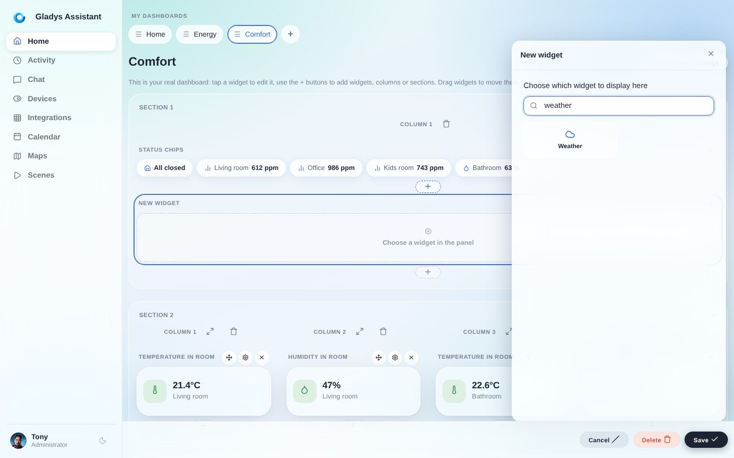 Configure OpenWeather in Gladys Assistant