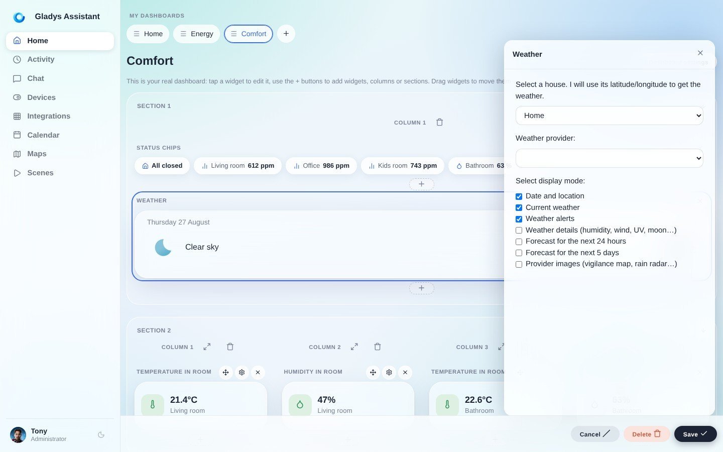 Configure OpenWeather in Gladys Assistant