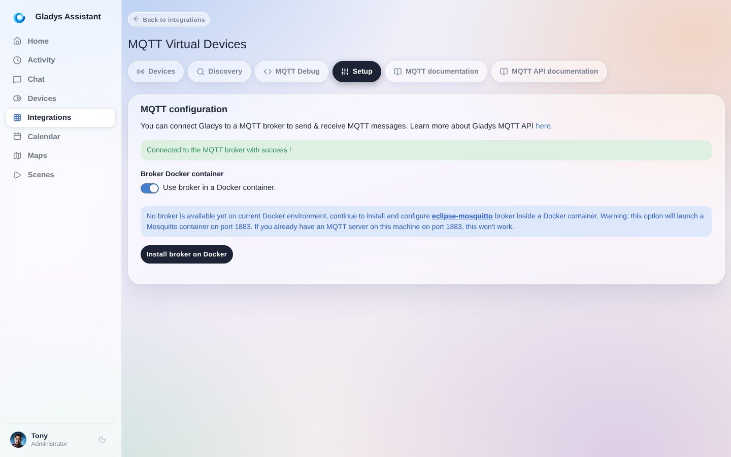 Configure a MQTT broker in Gladys Assistant