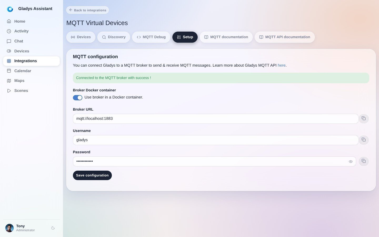 Configure a MQTT broker in Gladys Assistant