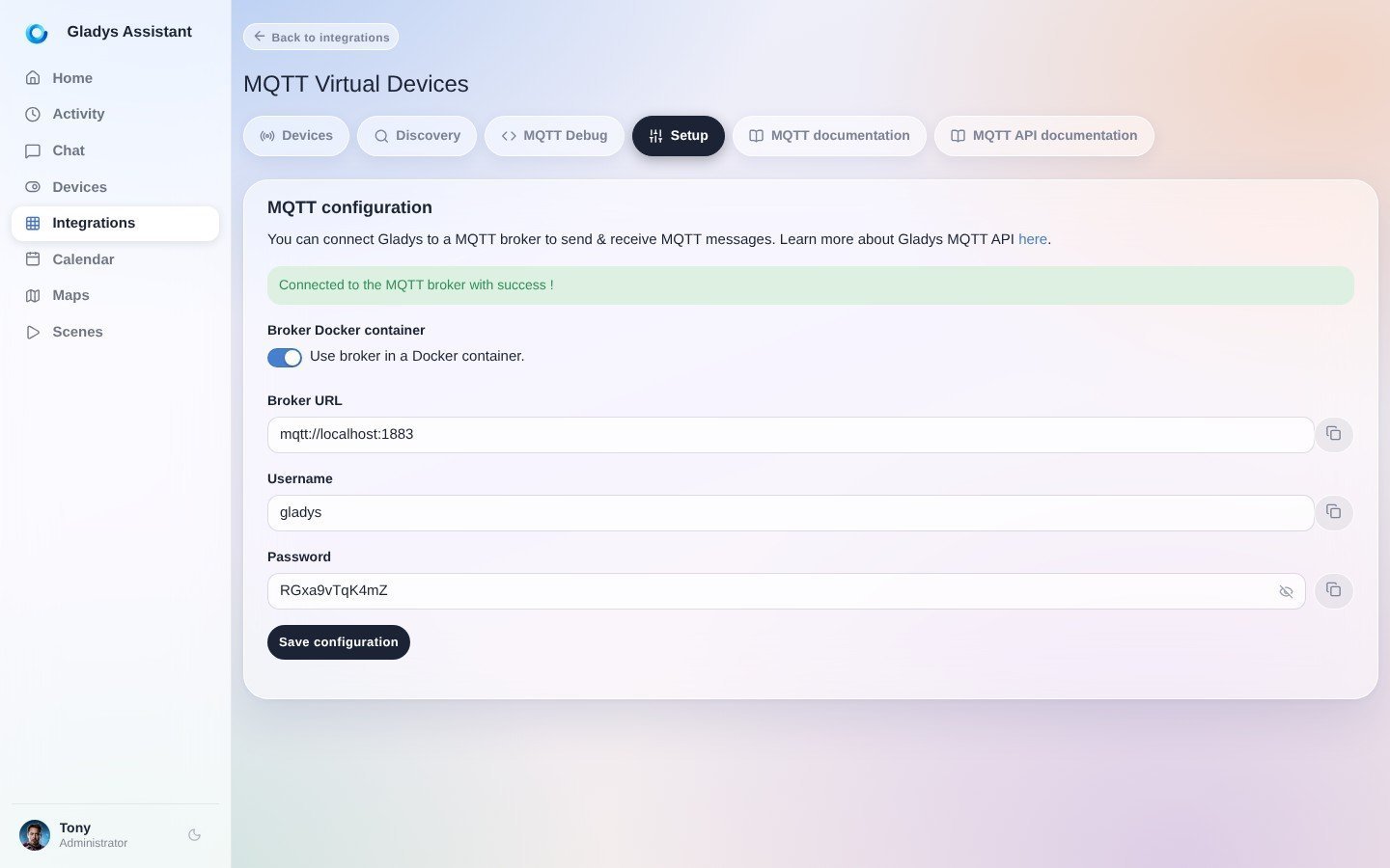 Configure a MQTT broker in Gladys Assistant