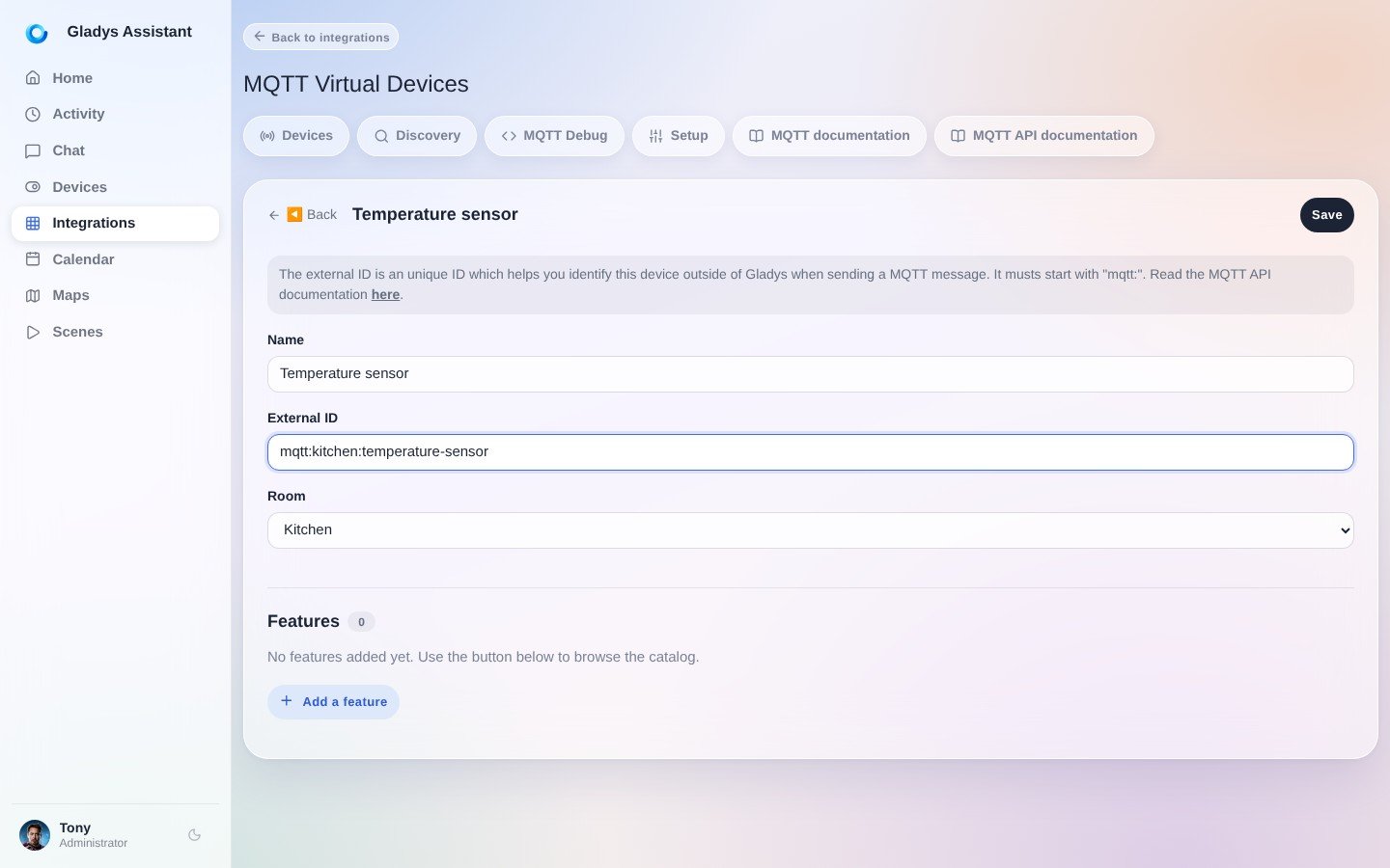 Create a MQTT device in Gladys Assistant