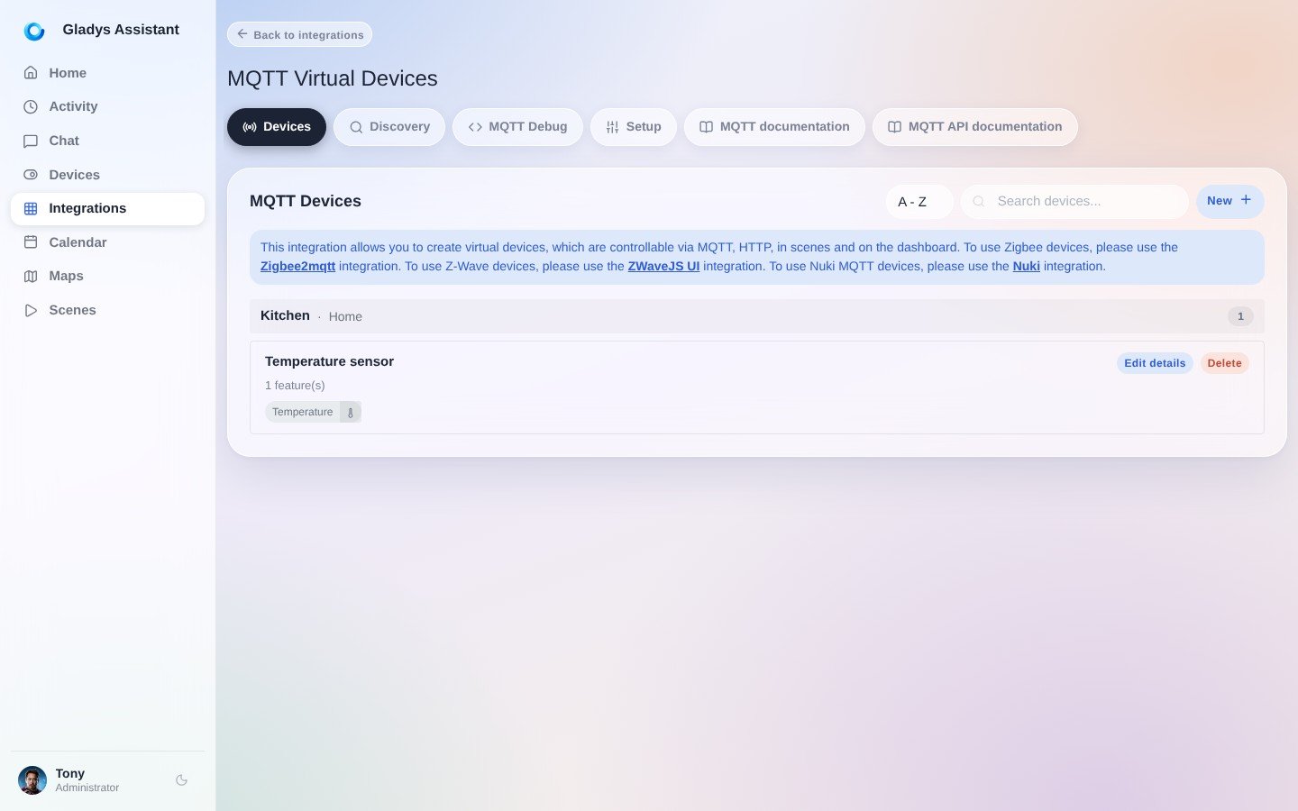 Create a MQTT device in Gladys Assistant