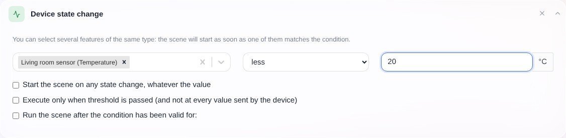 Trigger a scene when a device's state changes
