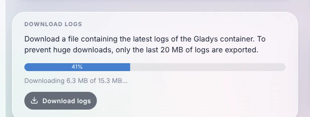 The download of the logs in progress