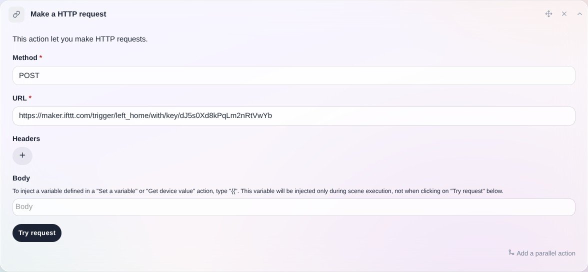 HTTP request action in Gladys scenes