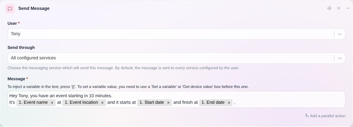 Using variable in message