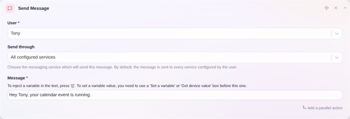 Using variable in message