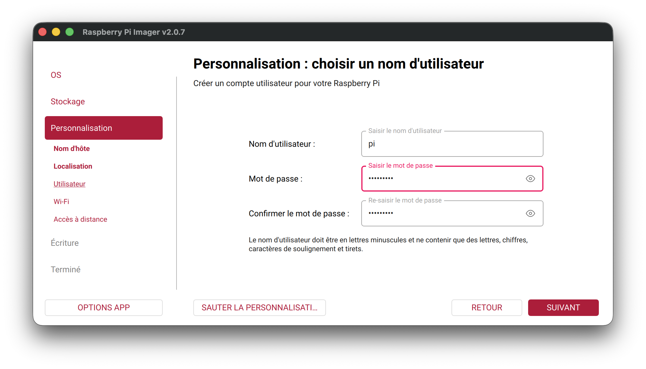 Configure user account
