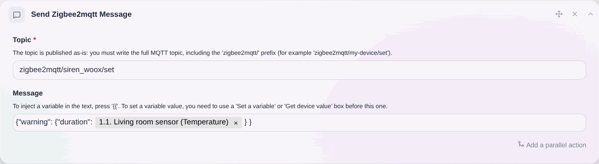 Send message with injected variable