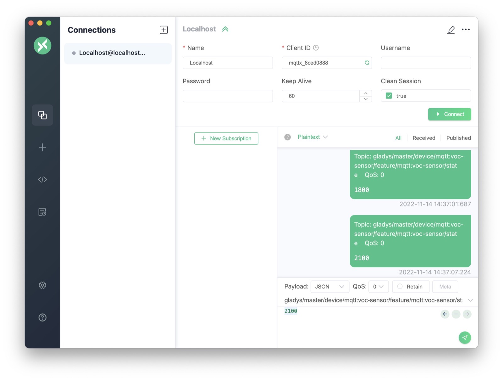 Test the MQTT device