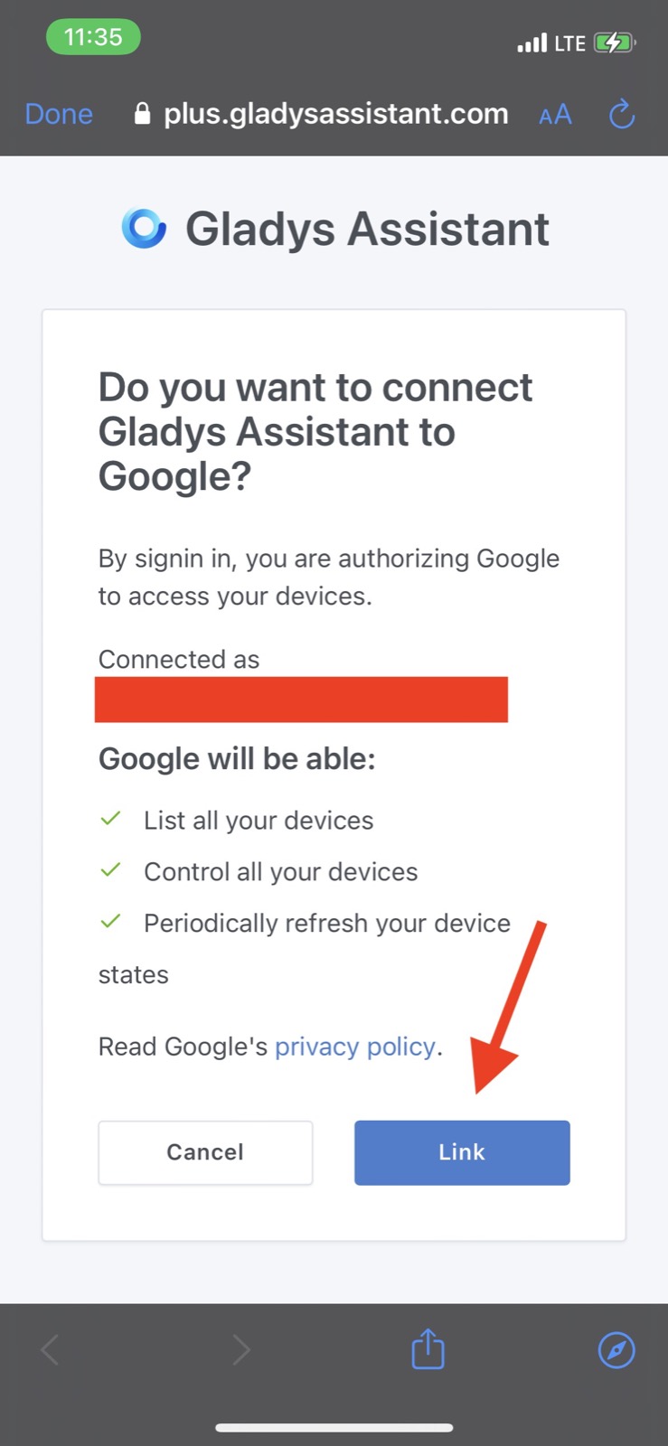 Google Home integration Gladys