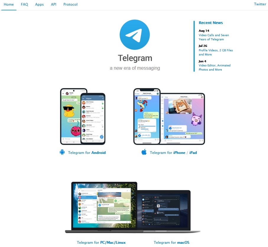 Telegram, Software