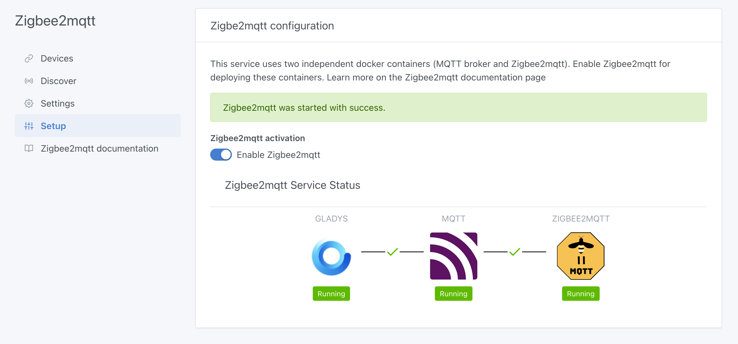 Zigbee2Mqtt services status