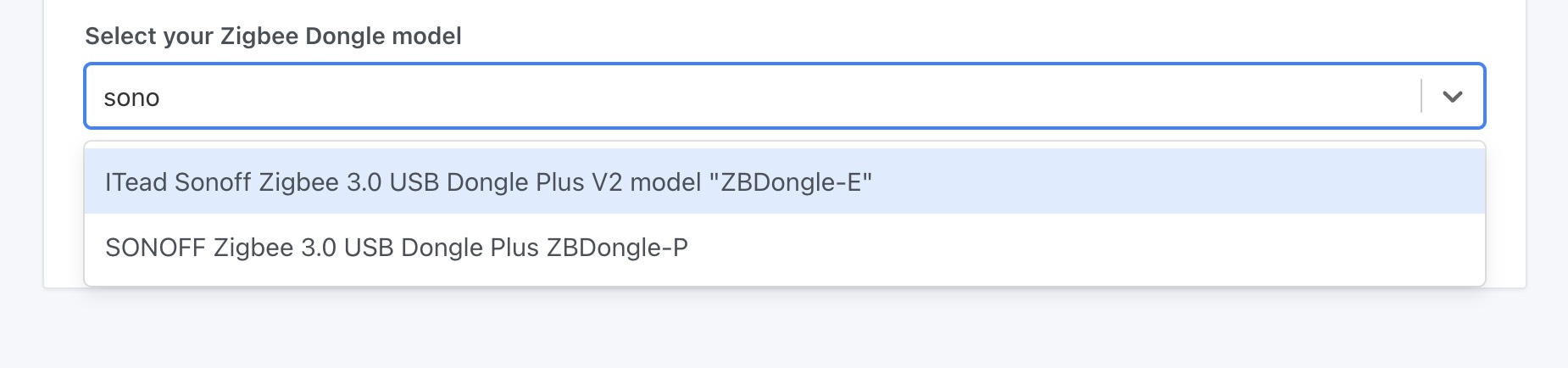 ITead's “Sonoff Zigbee 3.0 USB Dongle Plus V2” (model ZBDongle-E