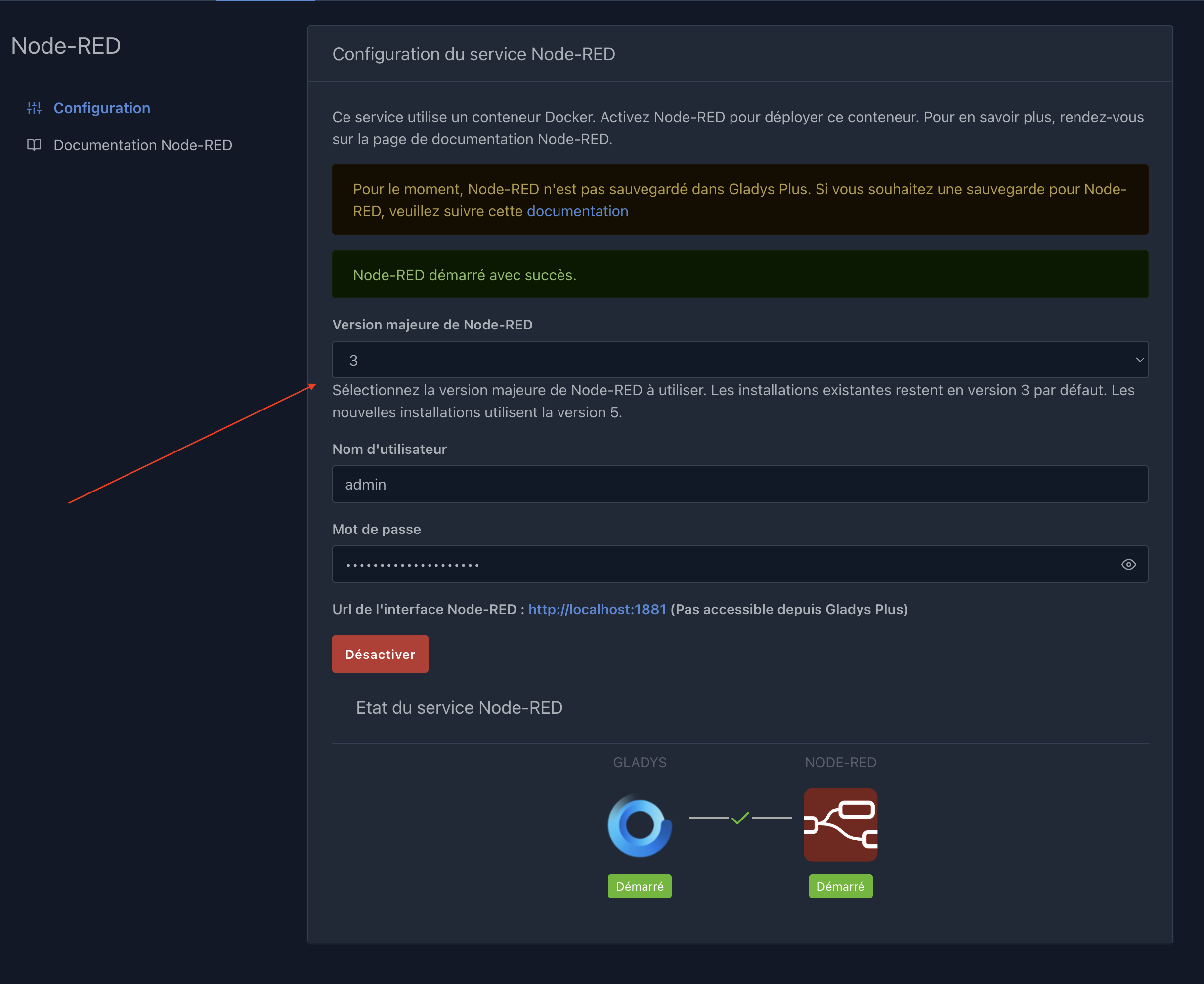 Versionsauswahl für Node-RED