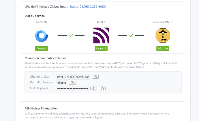 MQTT-Zugangsdaten von Zigbee2MQTT in Gladys