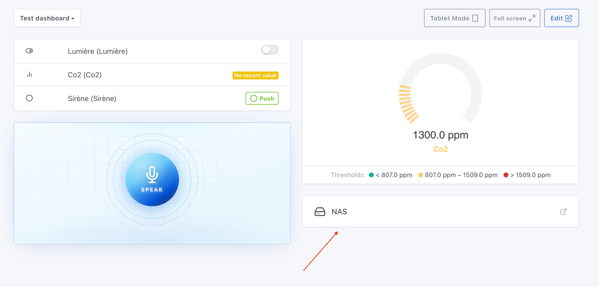 Link-Widget auf dem Dashboard