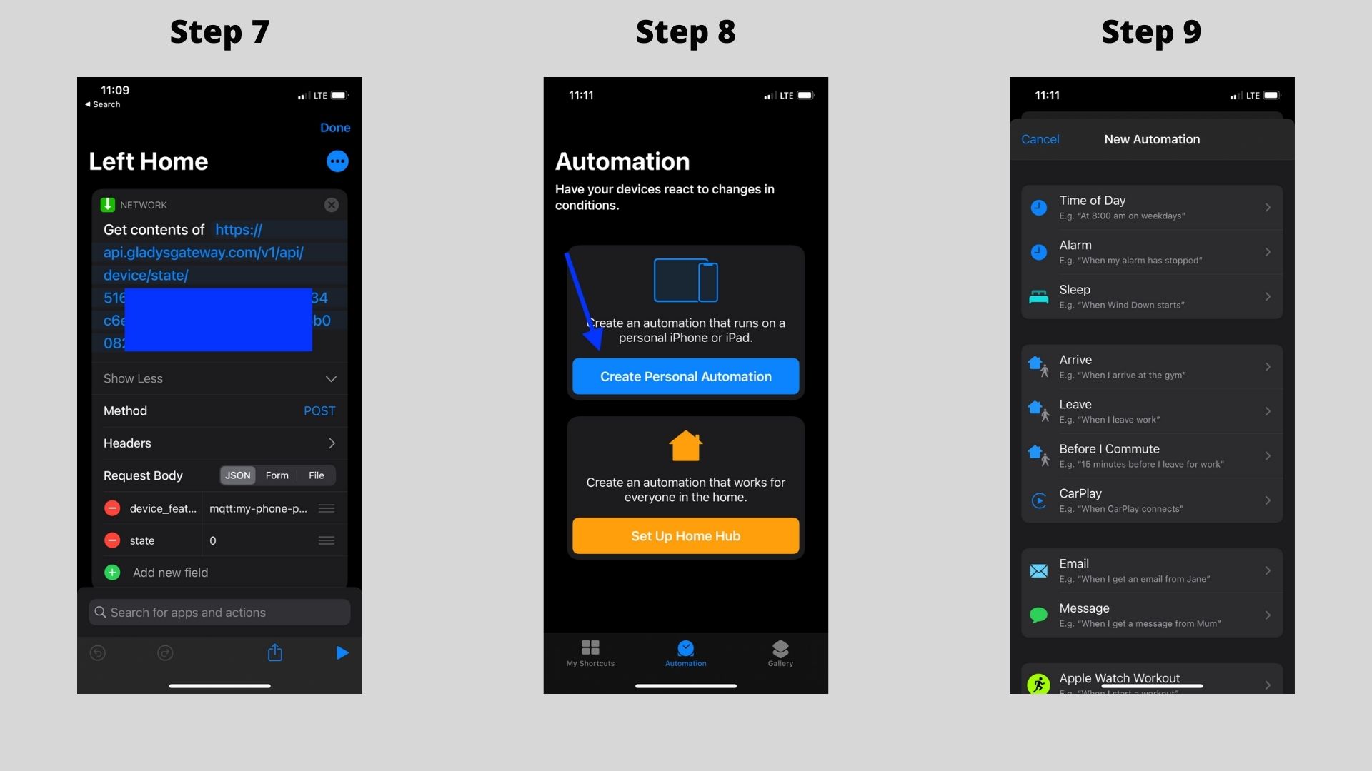 iOS-Kurzbefehl für die Open API von Gladys Plus