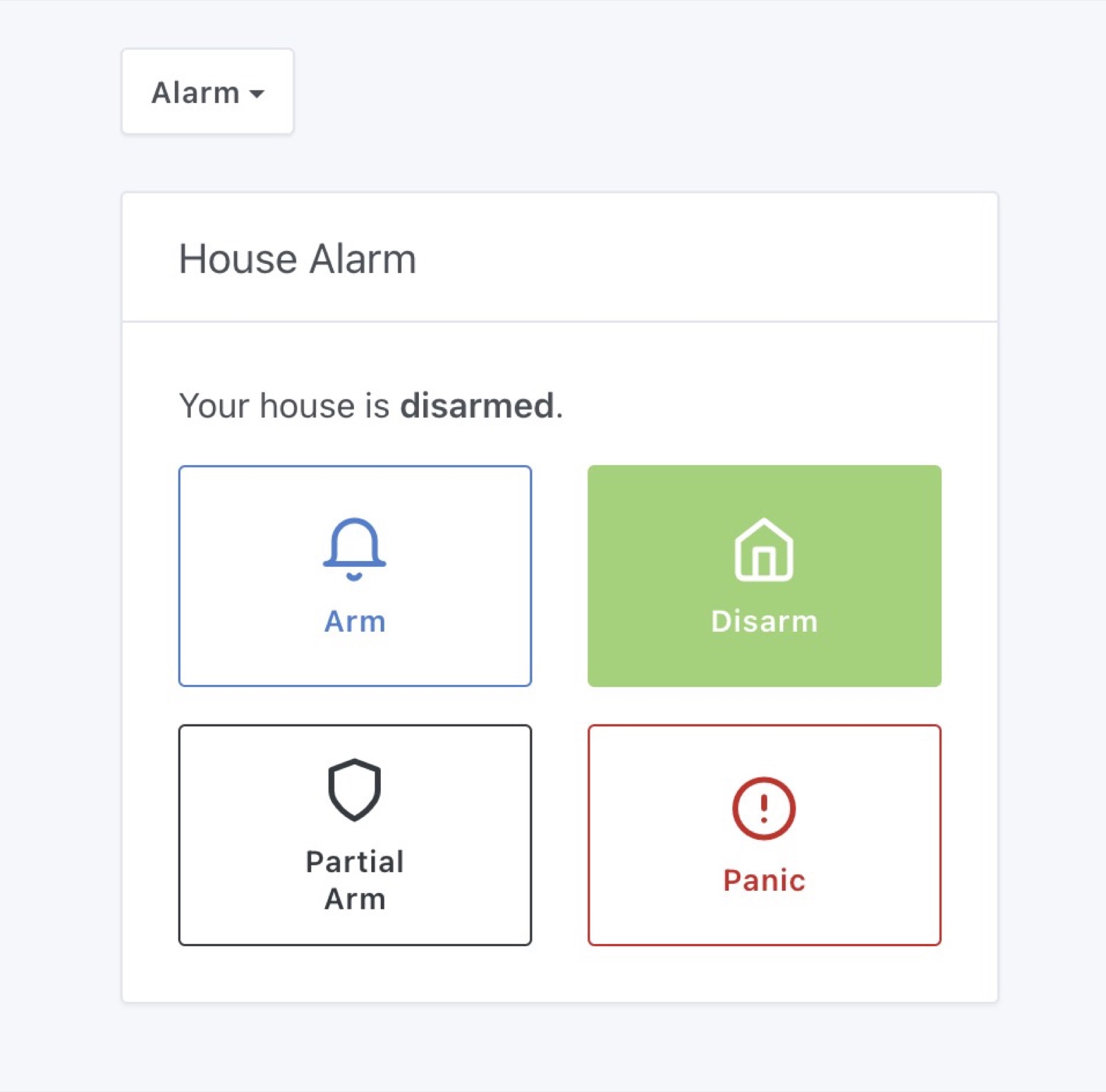 Alarm im Gladys-Dashboard