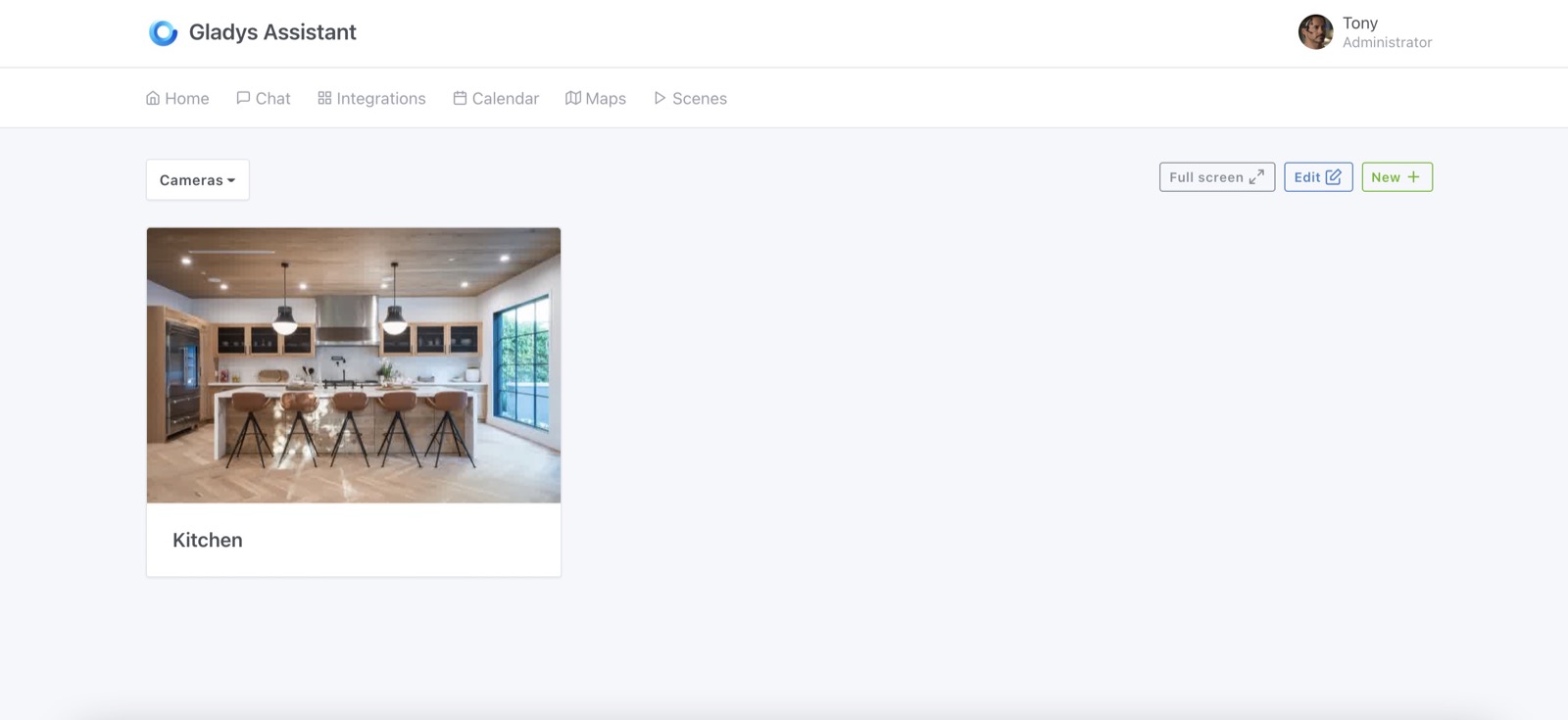 Kamera-Dashboard in Gladys Assistant
