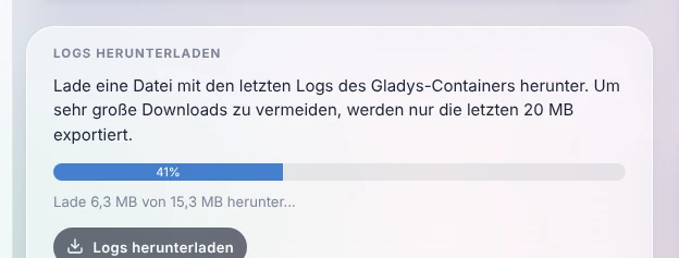 Der Download der Logs läuft