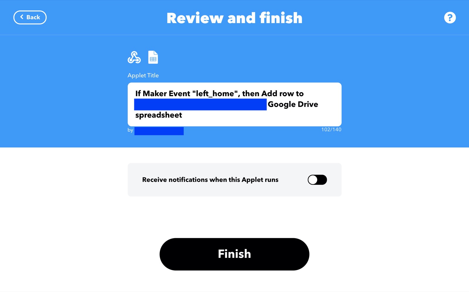 IFTTT-Applet abschließen