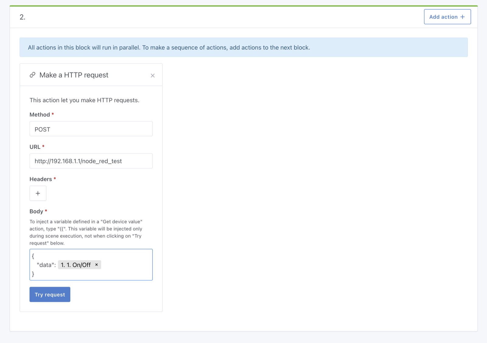 Variable in eine HTTP-Anfrage in einer Szene einfügen