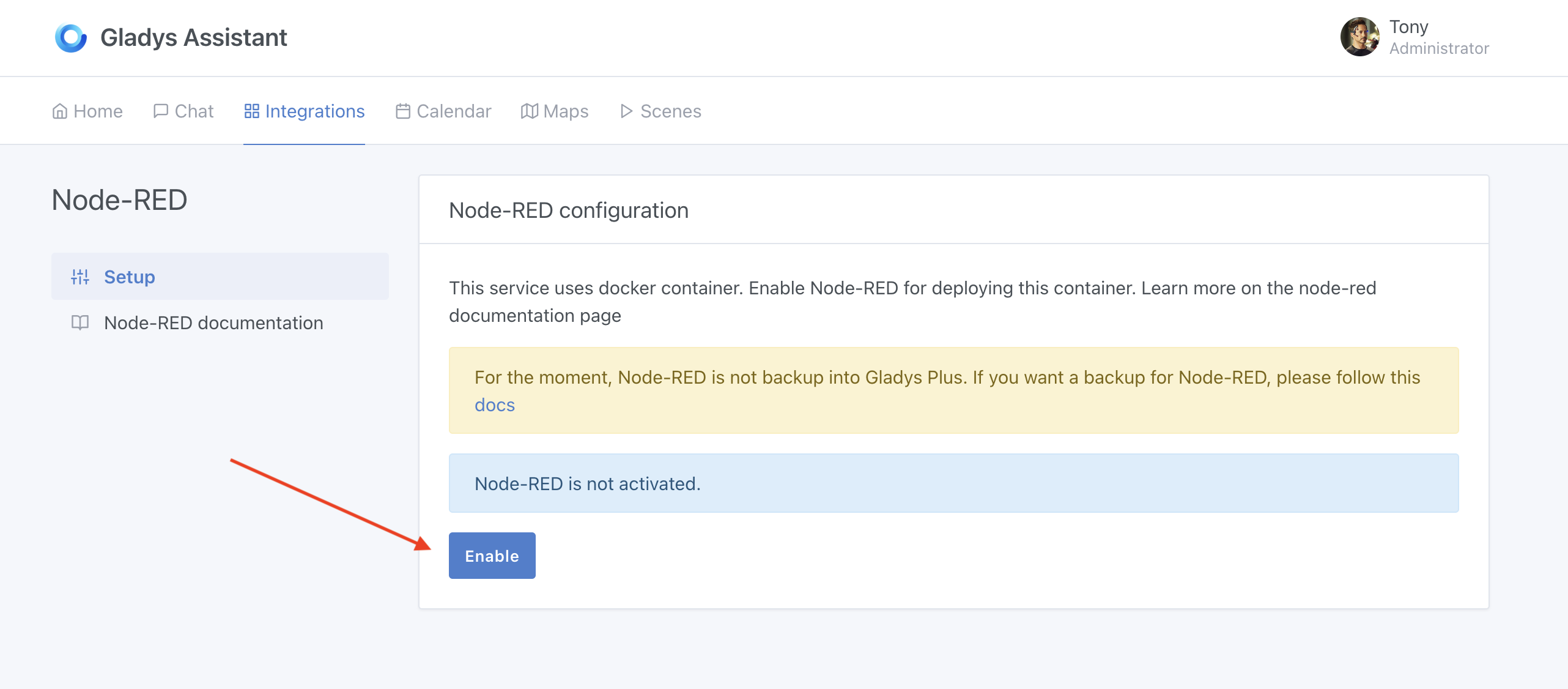 Node-RED-Integration in Gladys