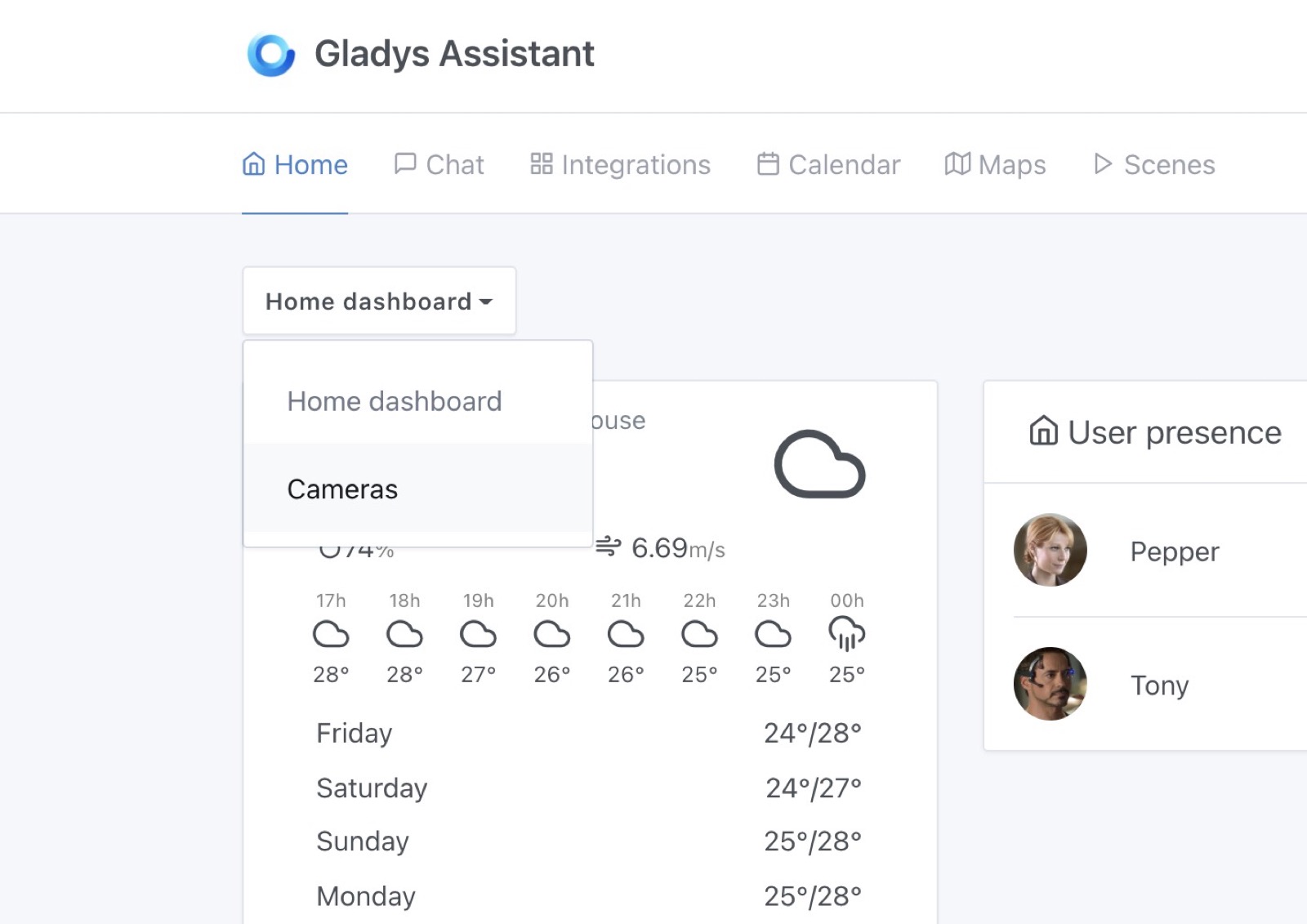 Dashboard wechseln in Gladys Assistant