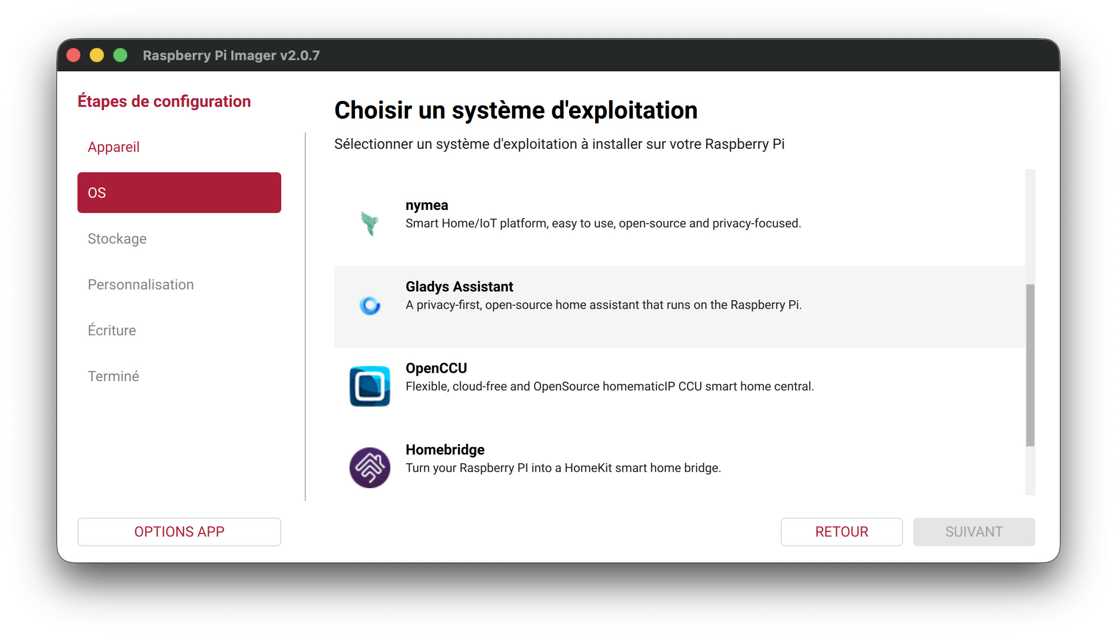 Gladys en Raspberry Pi Imager