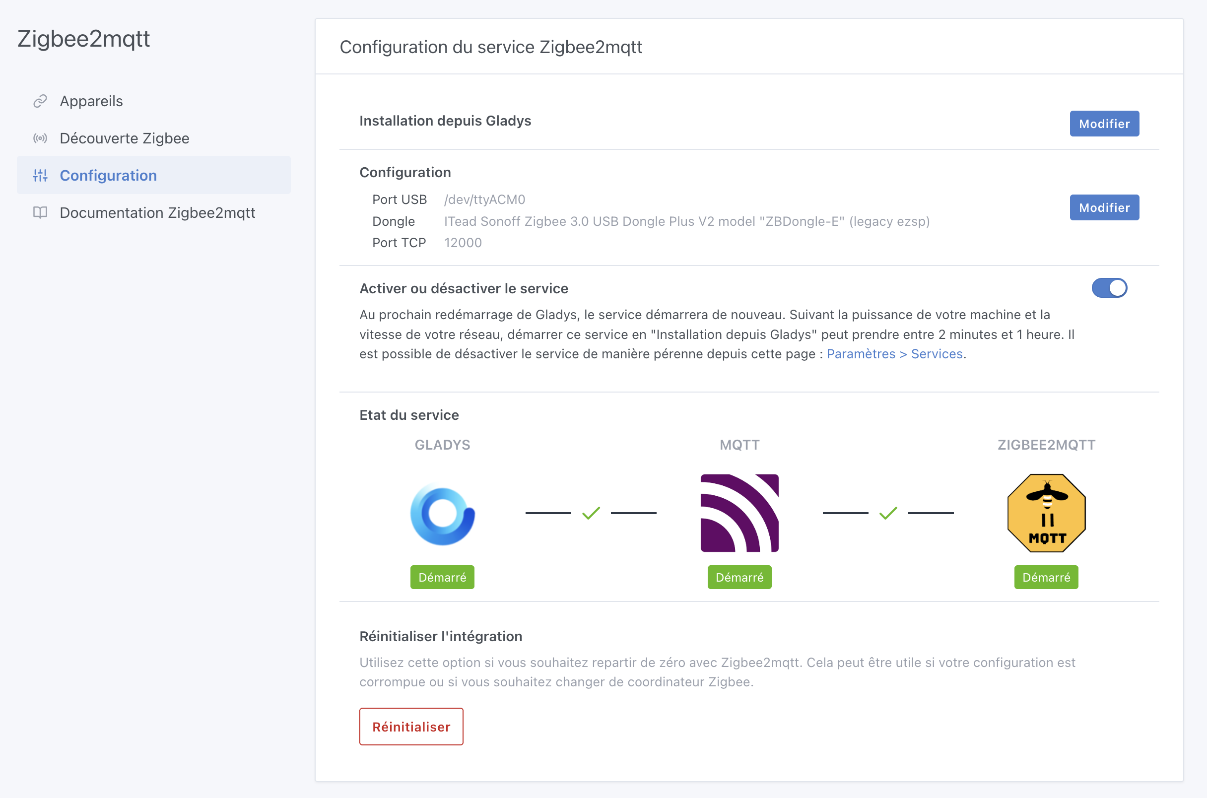 Botón de restablecimiento en la integración de Zigbee2mqtt