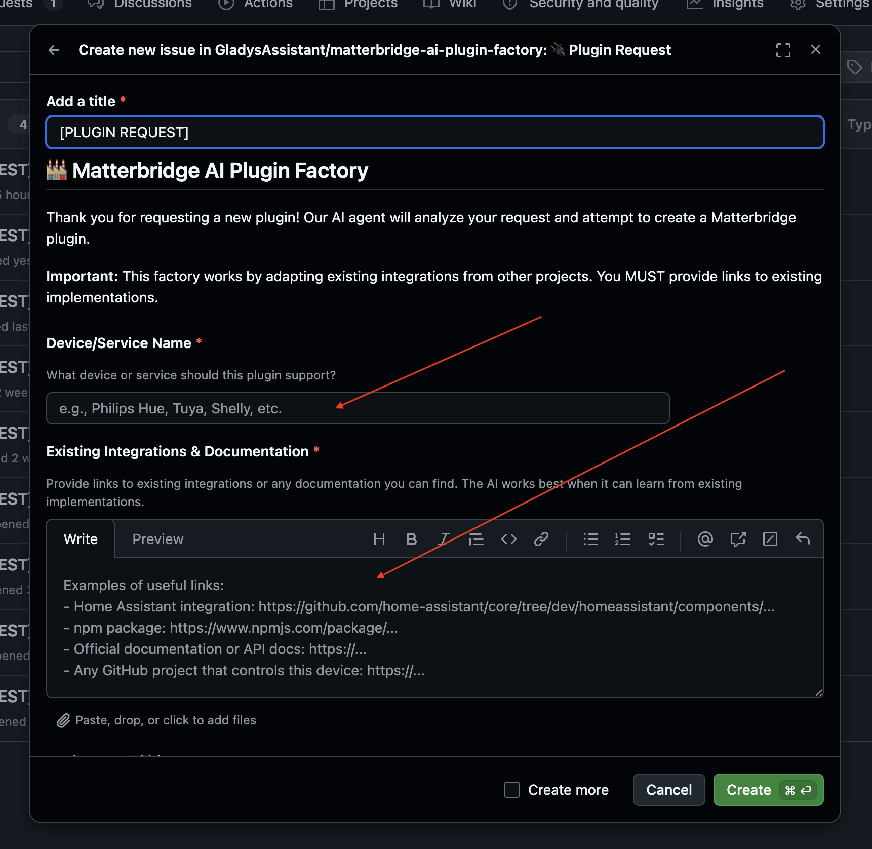 Rellenar el formulario de solicitud de plugin