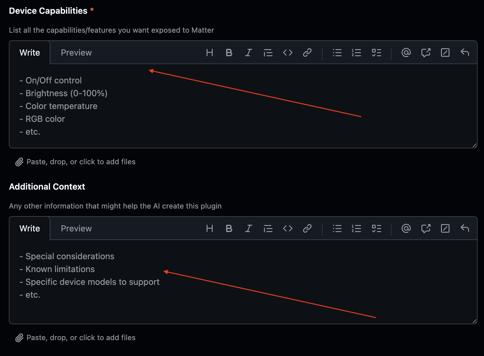 Detalles de la solicitud de plugin
