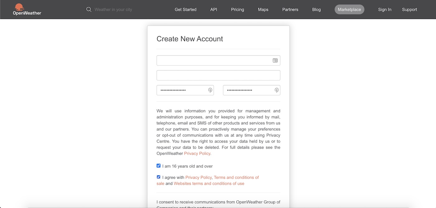 Crear una cuenta en OpenWeather