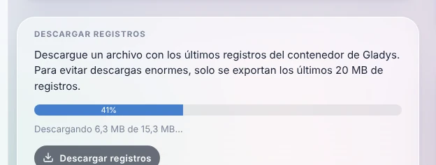 La descarga de los registros en curso