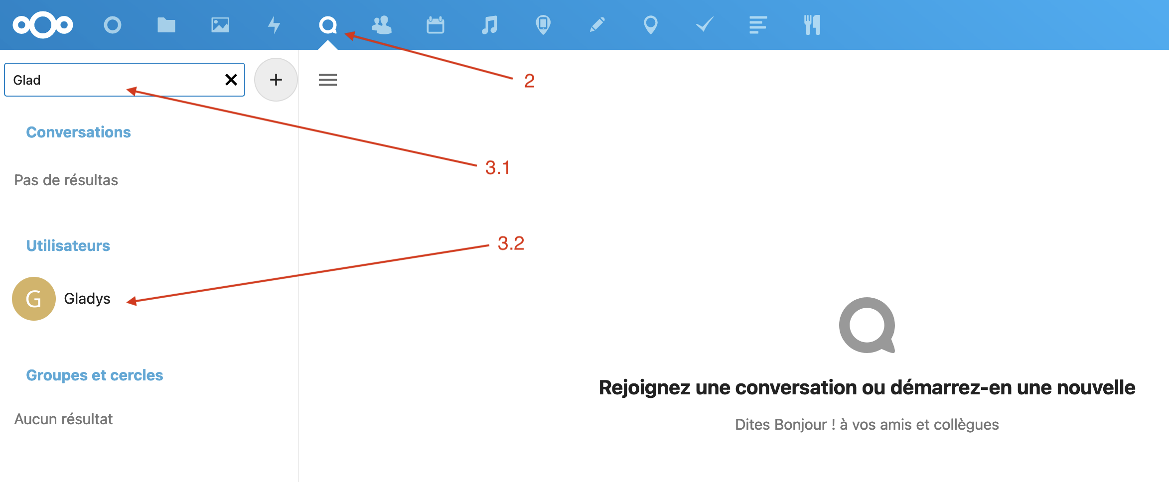 Iniciar una conversación en Nextcloud Talk