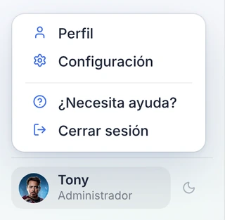 Abrir la configuración de Gladys desde el menú de usuario