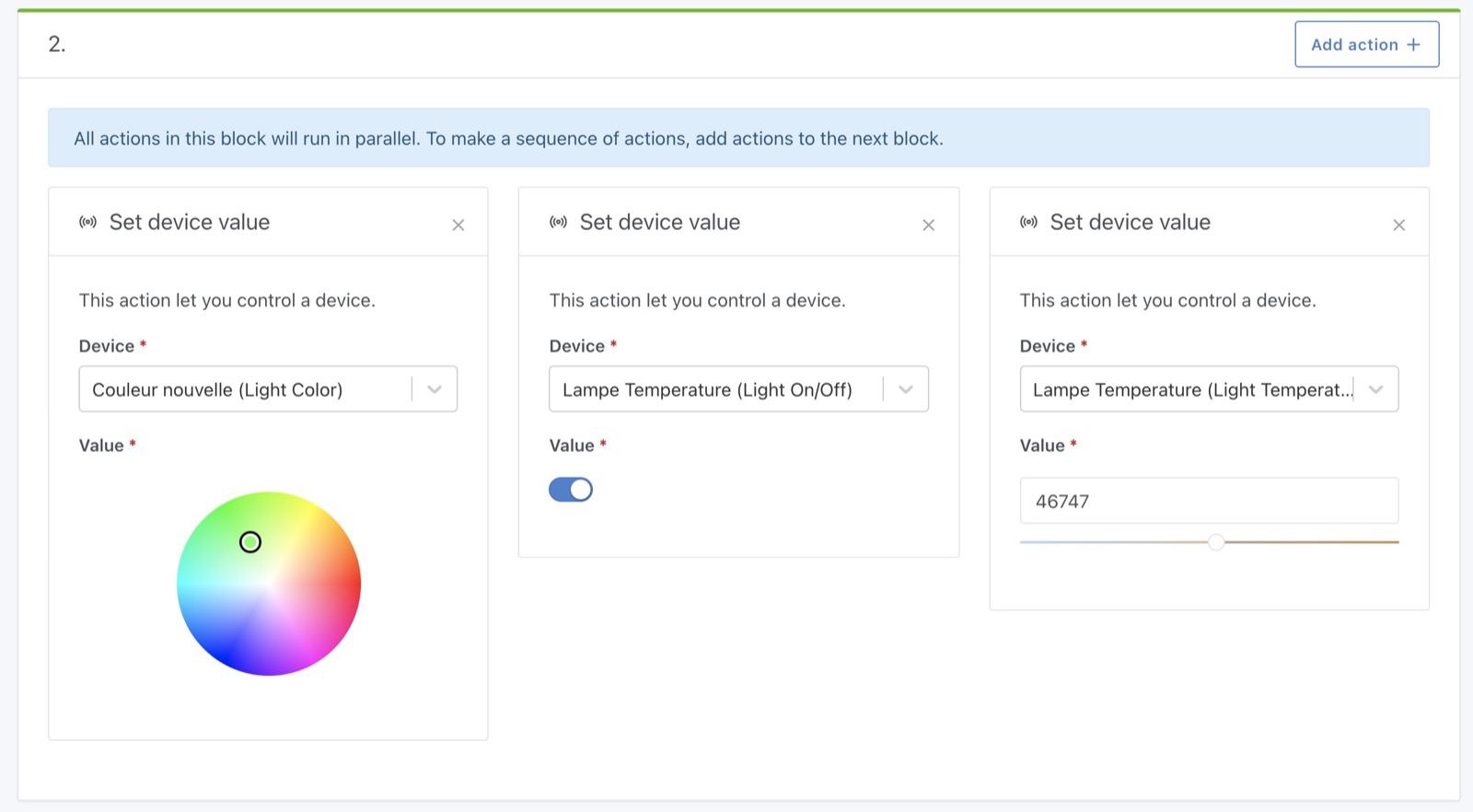 Controlar un dispositivo en una escena en Gladys Assistant