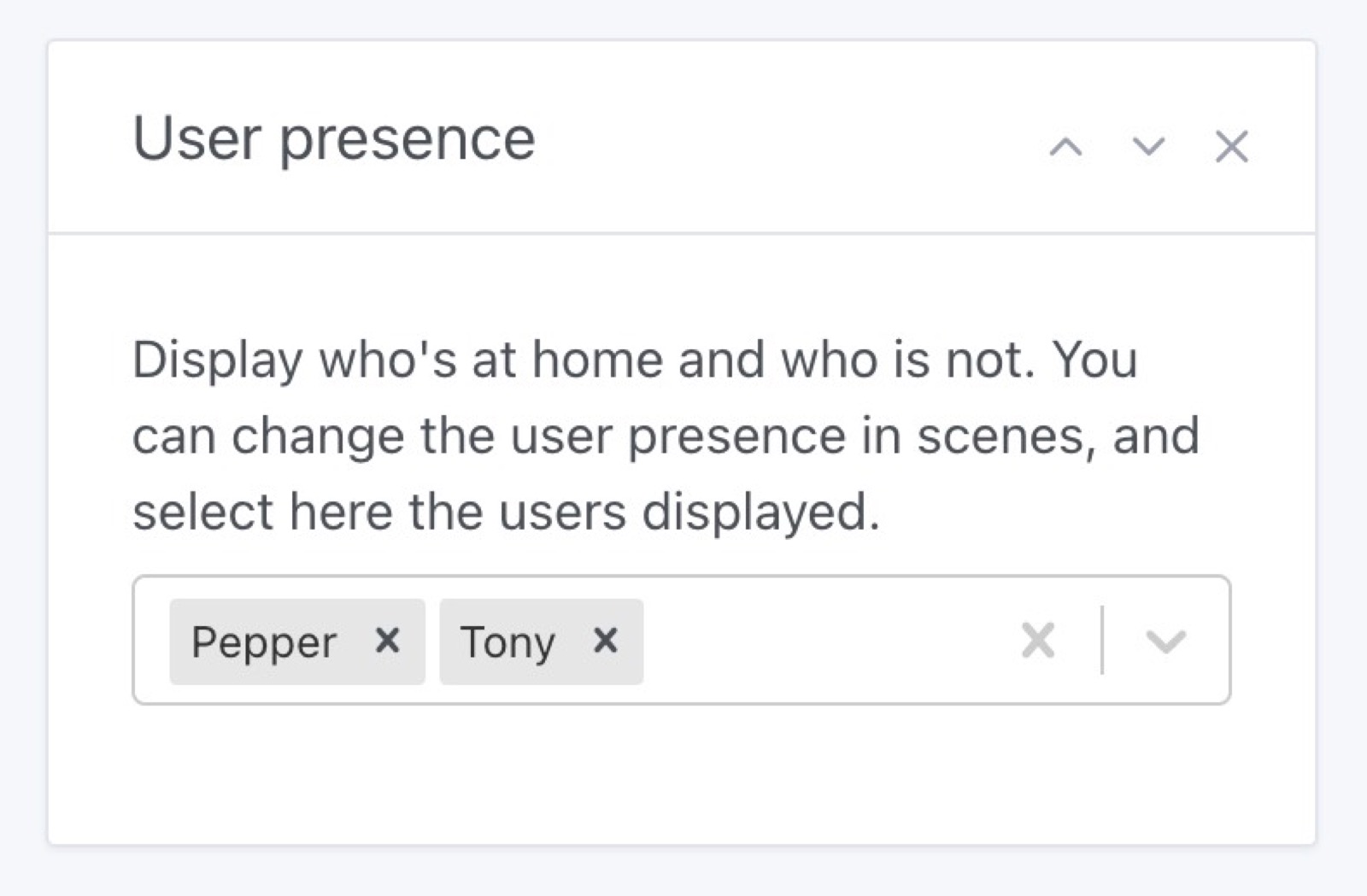 Elegir los usuarios en el widget "Usuarios en casa" en Gladys Assistant