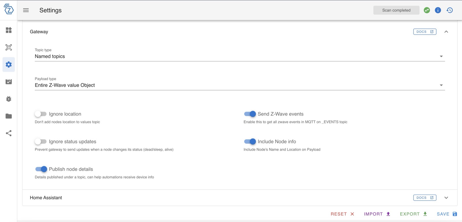 Configuración del Gateway de Z-Wave JS UI